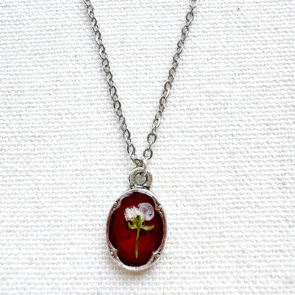 Denise Pressed Flower Necklace | Silver