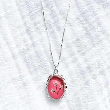 *Custom* Denise Ornate Pressed Flower Necklace | Sterling Silver