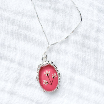 *Custom* Denise Ornate Pressed Flower Necklace | Sterling Silver