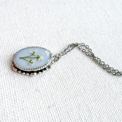 Dorothy Ornate Pressed Flower Necklace | Silver