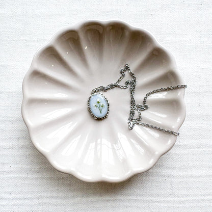 Dorothy Ornate Pressed Flower Necklace | Silver