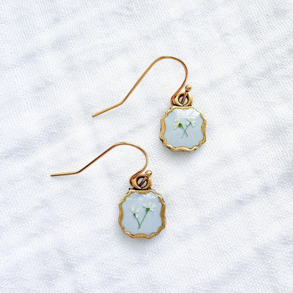 Dorothy Pressed Flower Drop Earrings | Gold