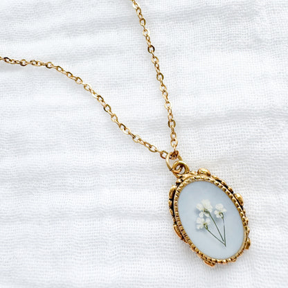 Dorothy Ornate Pressed Flower Necklace | Gold