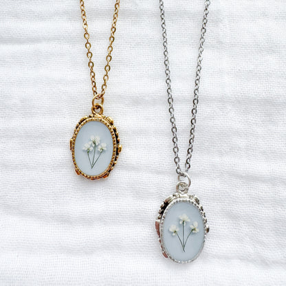 Dorothy Ornate Pressed Flower Necklace | Gold