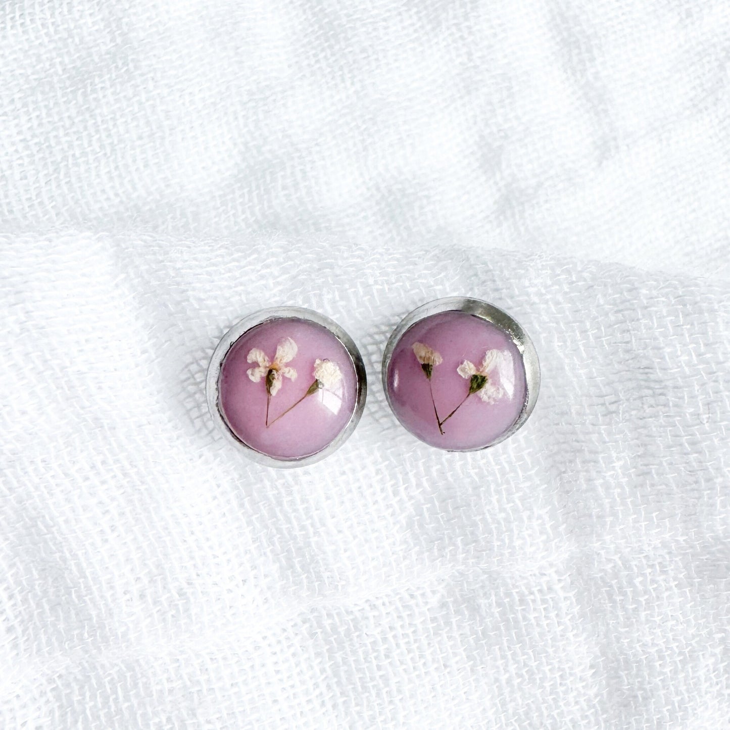 Elise Pressed Flower Earrings | Silver