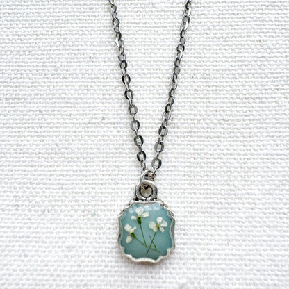 Eloise Pressed Flower Necklace | Silver