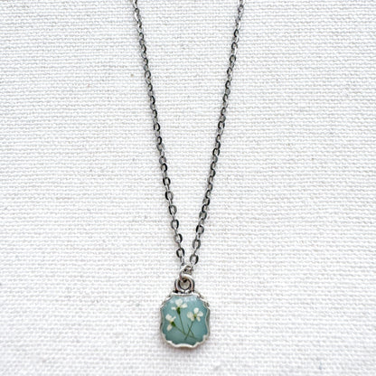 Eloise Pressed Flower Necklace | Silver