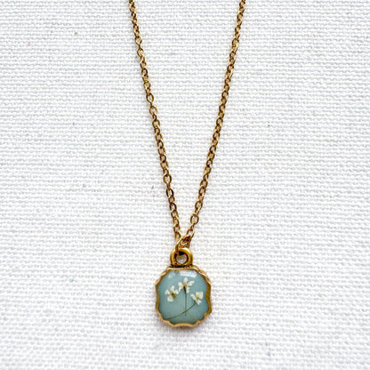 Eloise Pressed Flower Necklace | Gold
