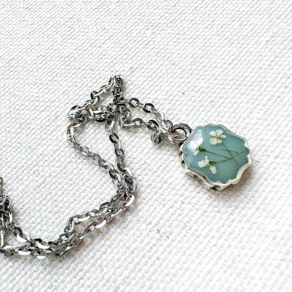 Eloise Pressed Flower Necklace | Silver