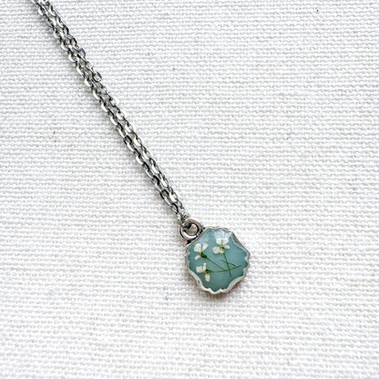 Eloise Pressed Flower Necklace | Silver
