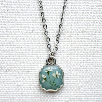 Eloise Pressed Flower Necklace | Silver