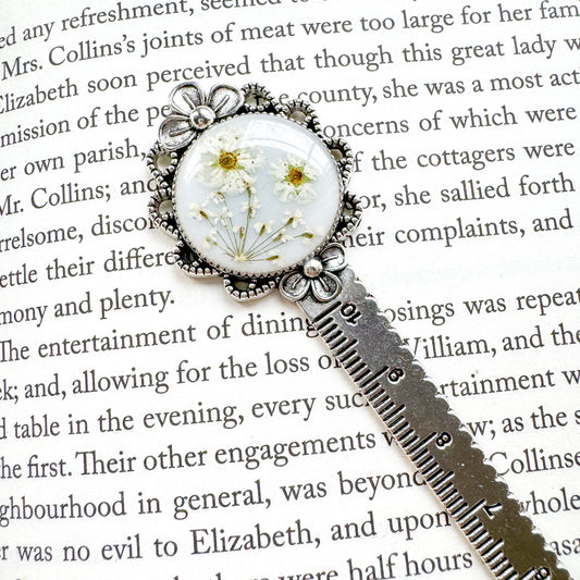 Elsa Pressed Flower Bookmark | Silver