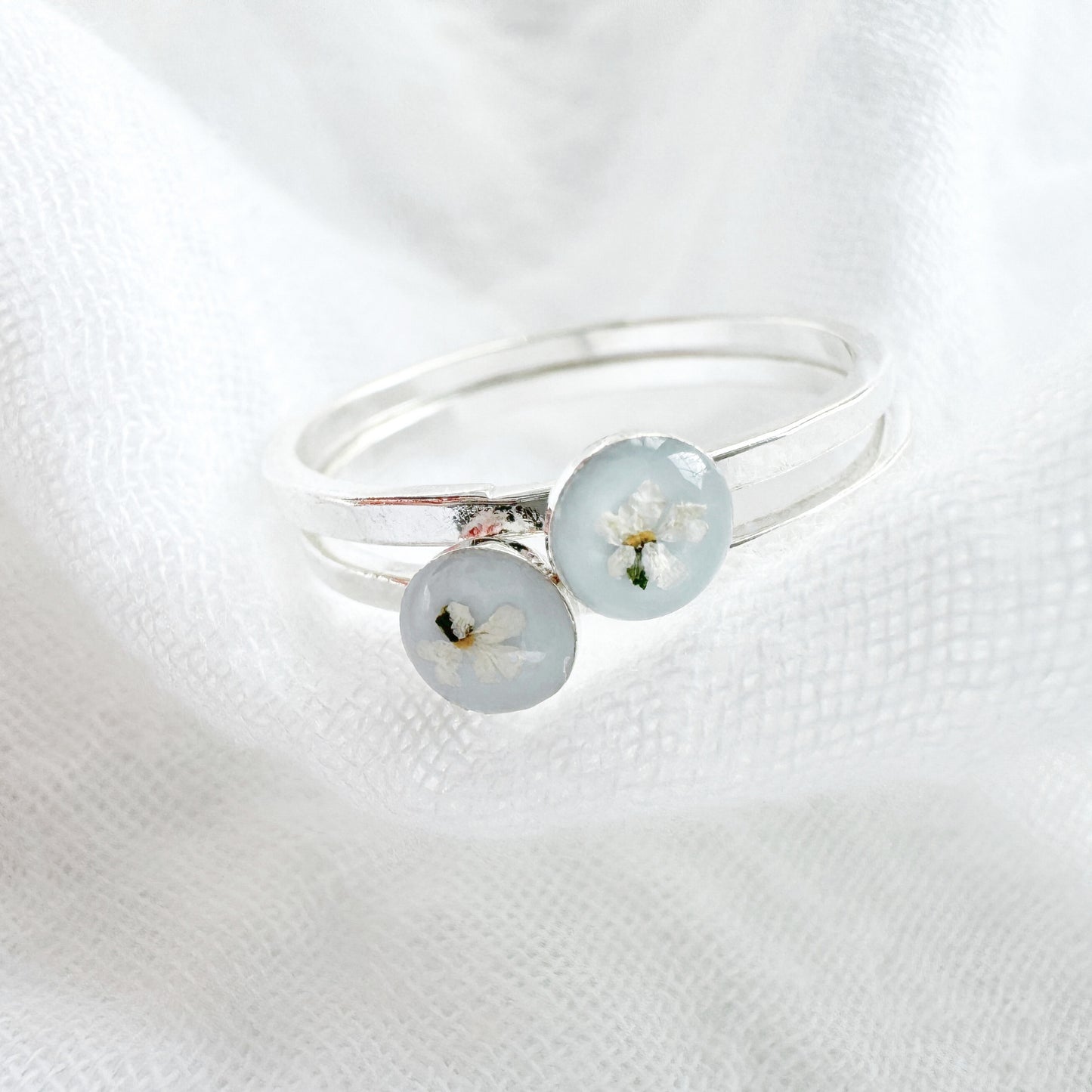 *Custom* Something Blue Pressed Flower Ring | Gold or Silver