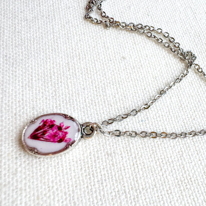 Emma Pressed Flower Necklace | Silver