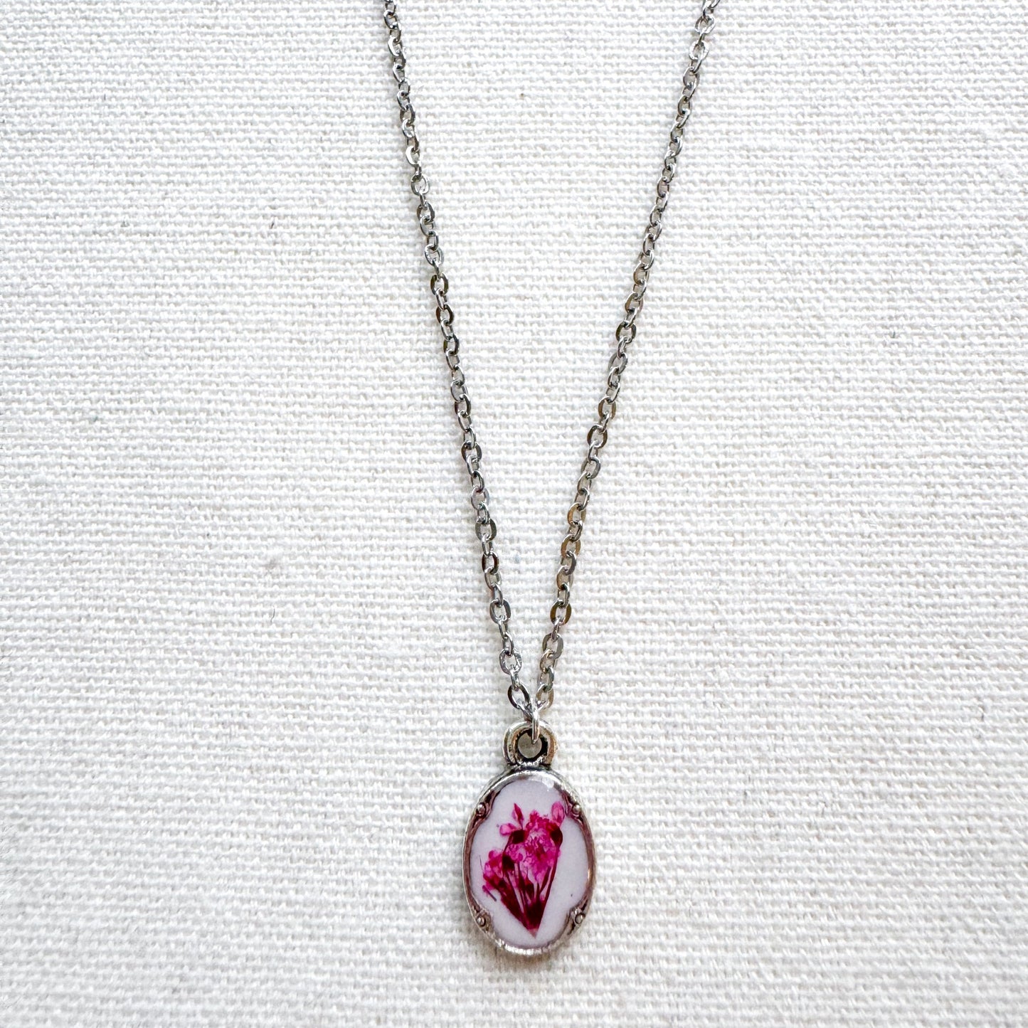 Emma Pressed Flower Necklace | Silver