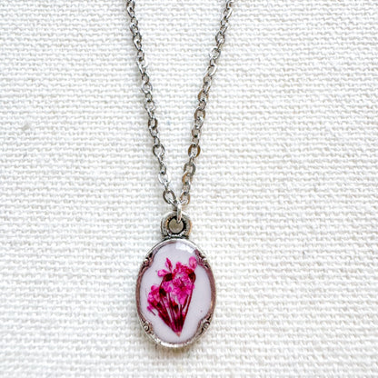 Emma Pressed Flower Necklace | Silver