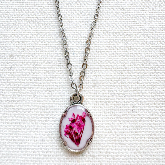 Emma Pressed Flower Necklace | Silver
