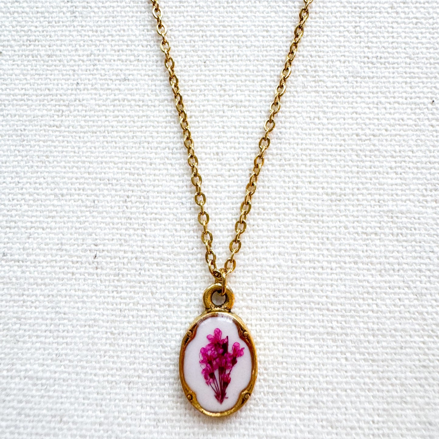 Emma Pressed Flower Necklace | Gold
