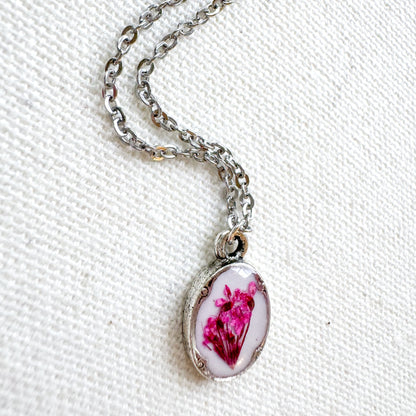 Emma Pressed Flower Necklace | Silver
