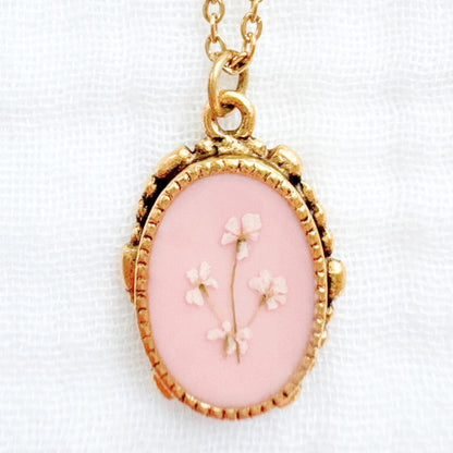 Emma Ornate Pressed Flower Necklace | Gold