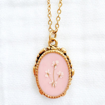 Emma Ornate Pressed Flower Necklace | Gold