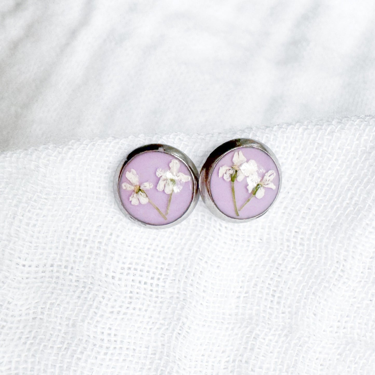 Emma Pressed Flower Earrings | Silver