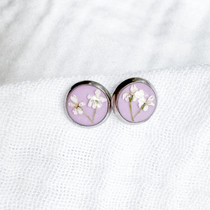 Emma Pressed Flower Earrings | Silver