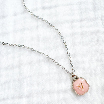 Emma Mini Frame Pressed Flower Necklace | Silver