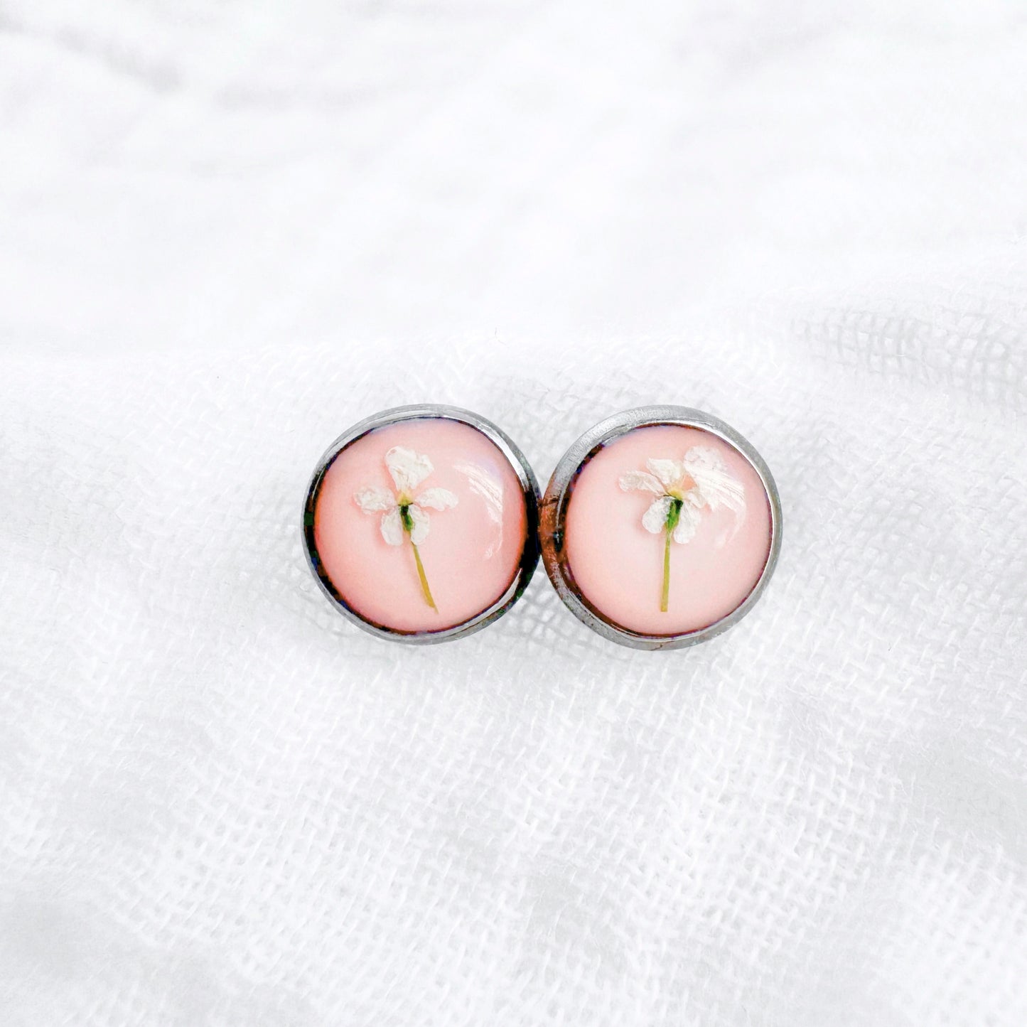 Emma Pressed Flower Earrings | Silver