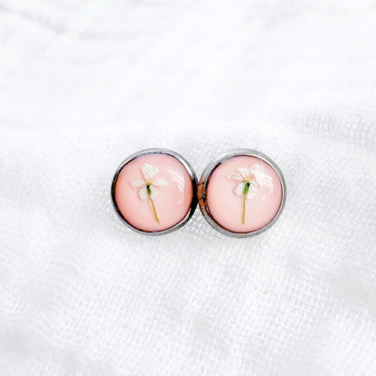 Emma Pressed Flower Earrings | Silver