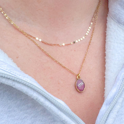 Enid Mini Ornate Pressed Flower Necklace | Gold