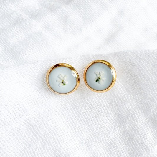 Erica Pressed Flower Earrings | Gold