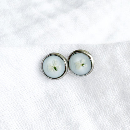 Erica Pressed Flower Earrings | Silver
