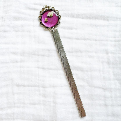 February Birthstone Amethyst Pressed Flower Bookmark | Silver