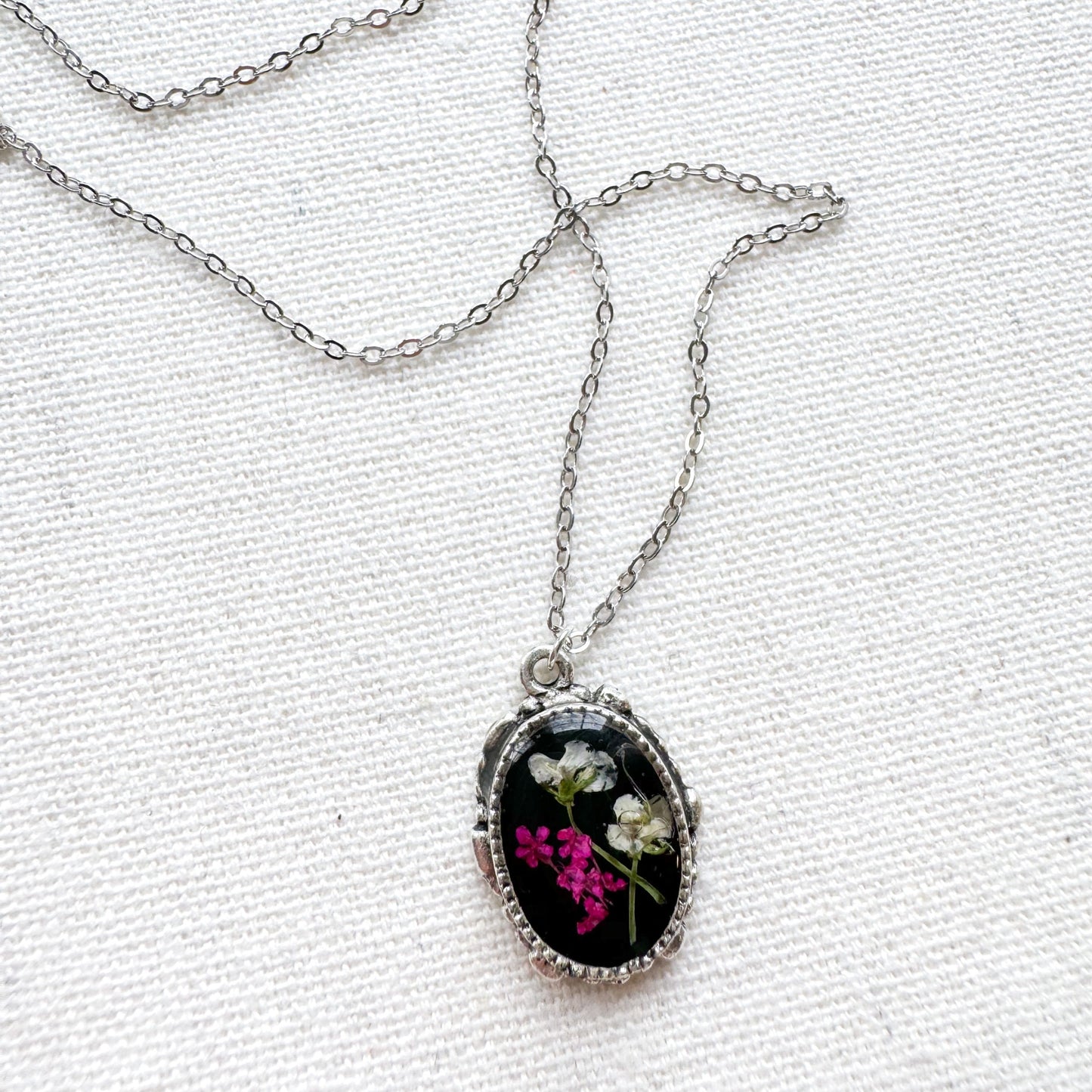 Flora Pressed Flower Necklace | Silver