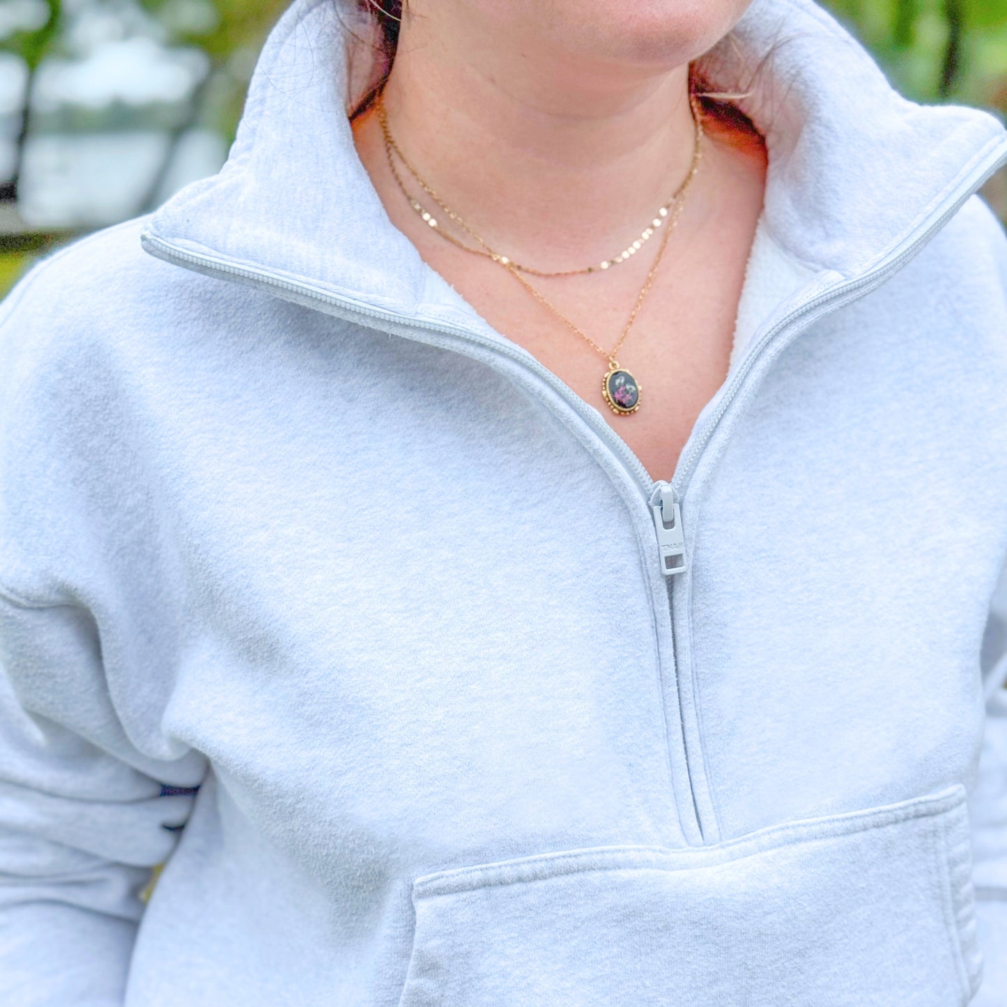 Flora Ornate Pressed Flower Necklace | Gold