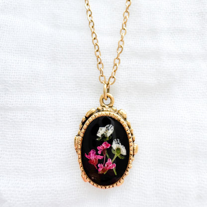 Flora Ornate Pressed Flower Necklace | Gold
