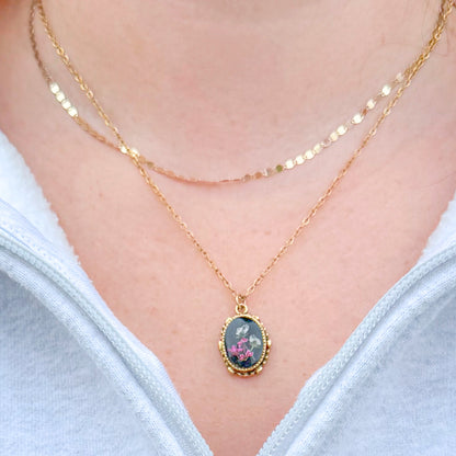 Flora Ornate Pressed Flower Necklace | Gold