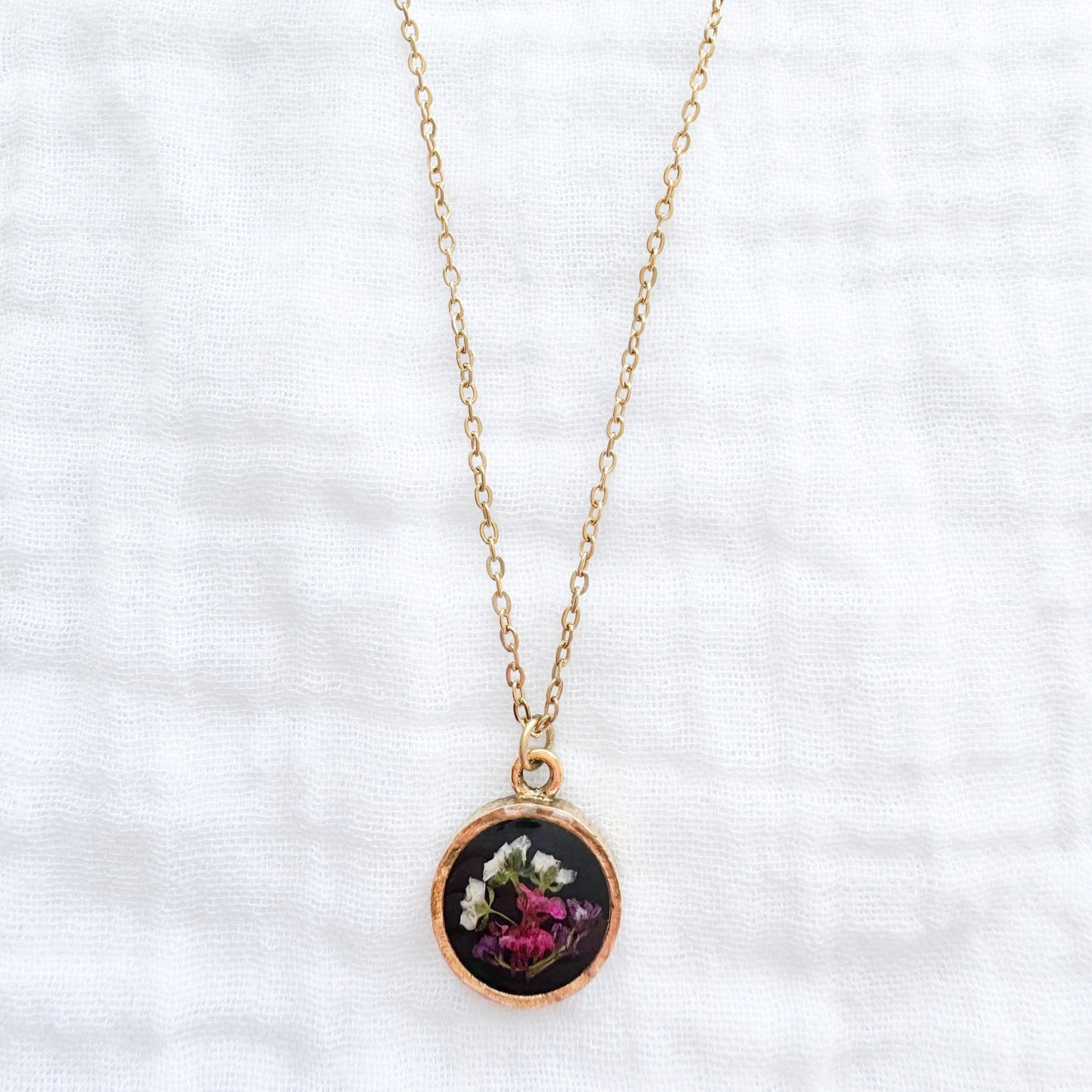 Flora Coin Pressed Flower Necklace | Gold