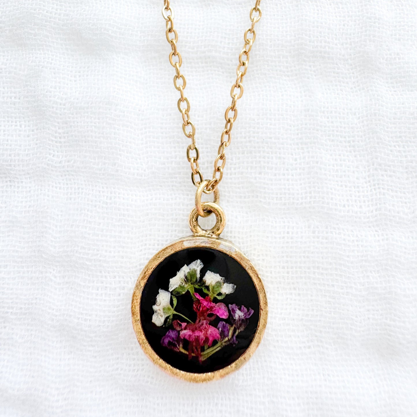 Flora Coin Pressed Flower Necklace | Gold