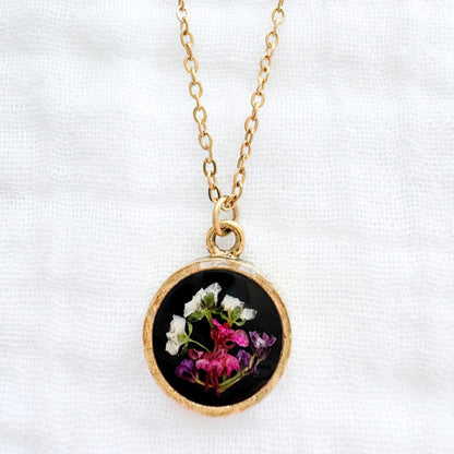 Flora Coin Pressed Flower Necklace | Gold