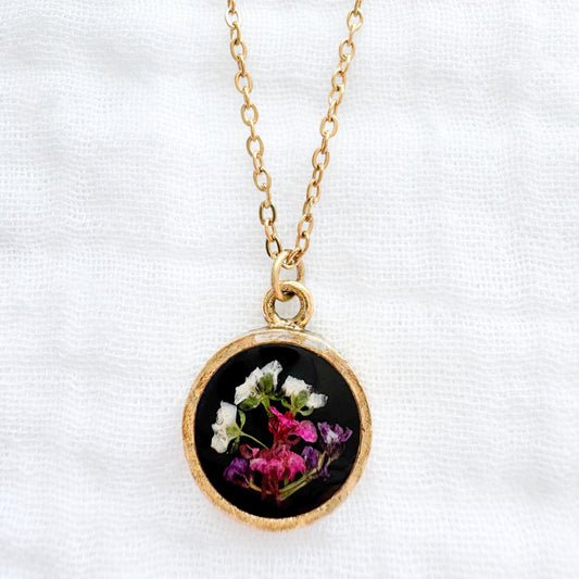 Flora Coin Pressed Flower Necklace | Gold