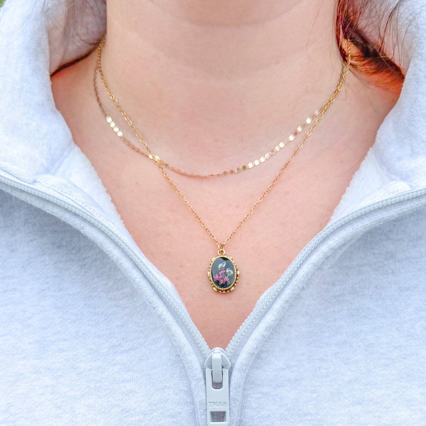 Flora Ornate Pressed Flower Necklace | Gold