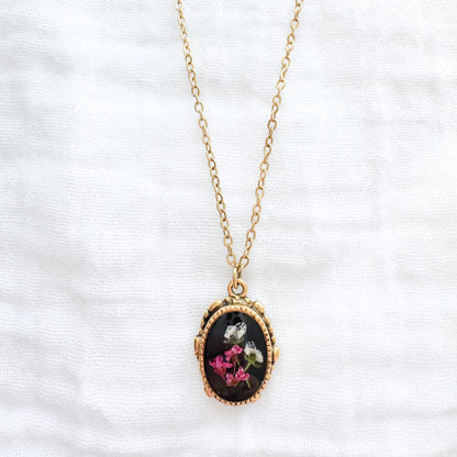 Flora Ornate Pressed Flower Necklace | Gold