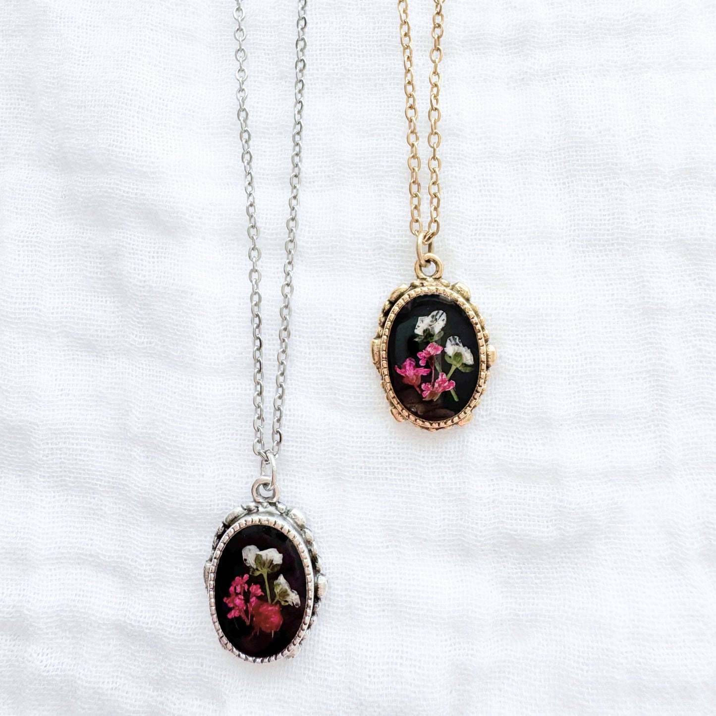 Flora Pressed Flower Necklace | Silver