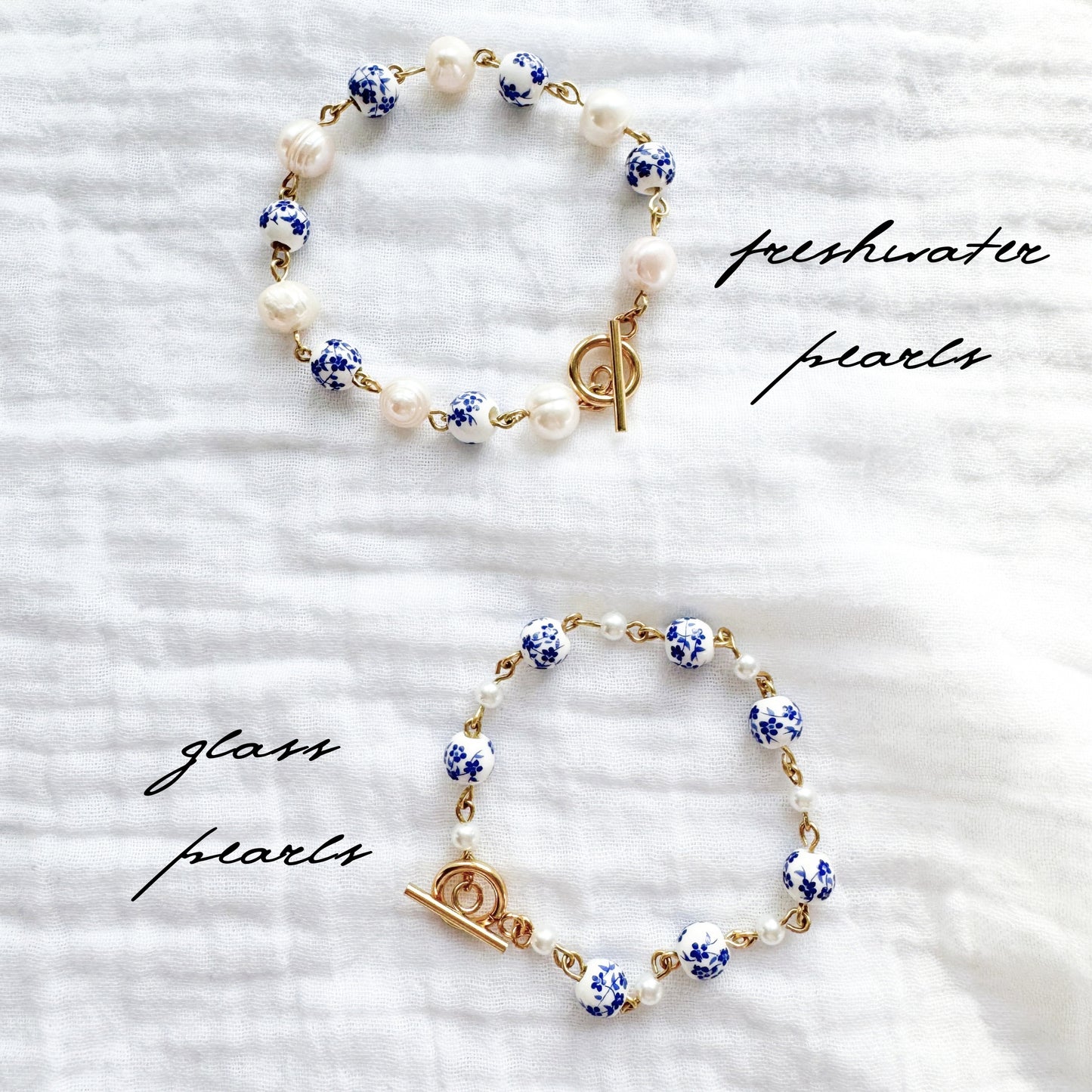 Petites Fleurs Glass Pearl Bracelet | Gold
