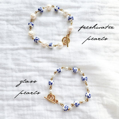 Petites Fleurs Glass Pearl Bracelet | Gold