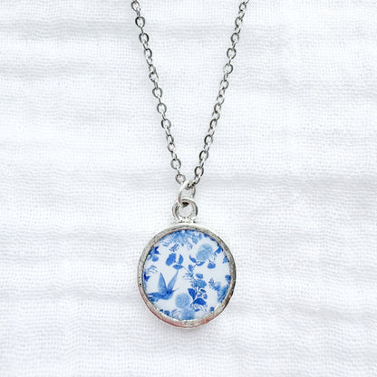 Toile d'oiseaux Coin Necklace | Silver