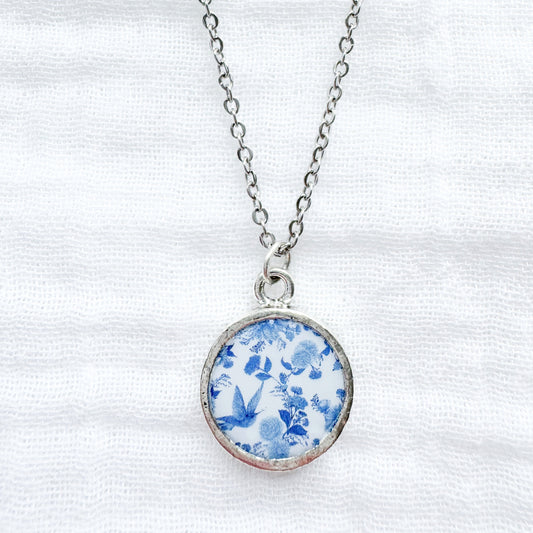 Toile d'oiseaux Coin Necklace | Silver