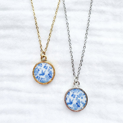 Toile d'oiseaux Coin Necklace | Silver
